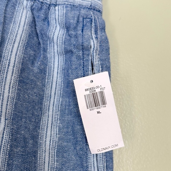 NWT Old Navy Linen High Rise Wide Leg Pants Blue White Stripes‎ Women’s Size XL - Picture 6 of 8